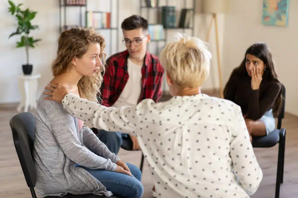 A supportive family gathering focused on sobriety and recovery