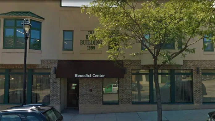 Exterior view of Benedict Center in Milwaukee, WI, providing support services for women affected by addiction and trauma.