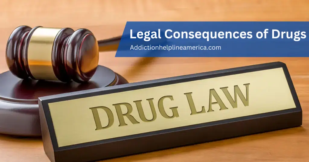 Infographic detailing the legal consequences of drug use and possession in the United States.