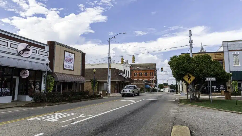 Front façade and signage of East Central Mental Health Center at 200 Cherry Street, Troy, Alabama