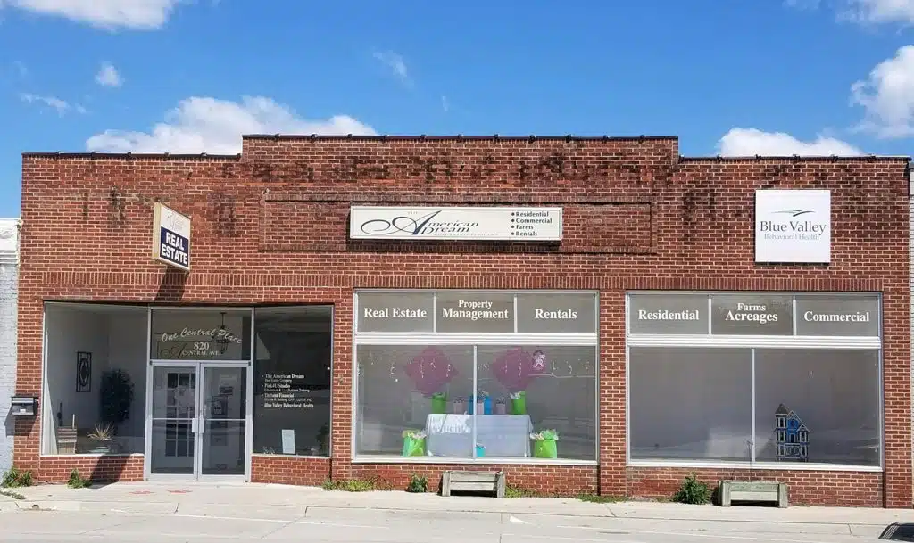Main entrance of Blue Valley Behavioral Health facility in Auburn, Nebraska