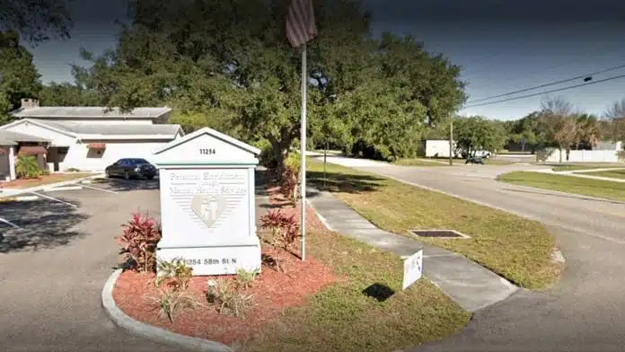 Main entrance of Eleos Wellness & Support Center in Pinellas Park, Florida, providing mental health support, peer recovery services, and community resources.