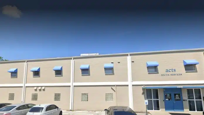 Main entrance of the Juvenile Addiction Receiving Facility JARF in Tampa Florida 33604 showing front doors and facility signage