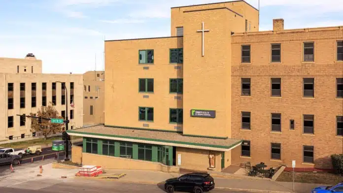 Entrance to Trinity Hospital St. Joseph’s Addiction Services building in Minot, North Dakota