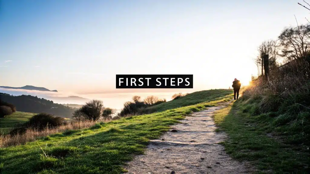An image depicting the first steps to recovery, featuring practical tips and guidance for individuals seeking help.