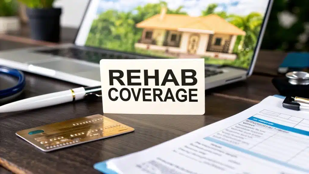 Illustration representing rehab coverage and insurance support for addiction treatment