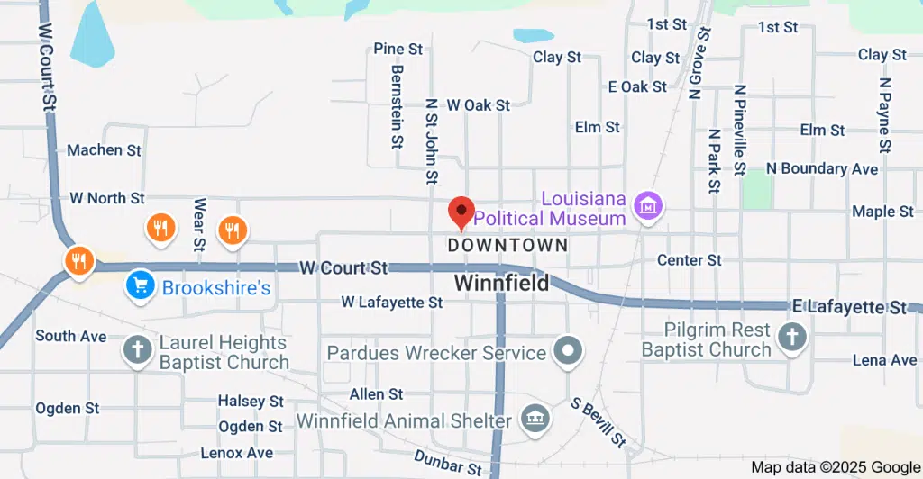 Winn Addictive Disorders Clinic building in Winnfield, Louisiana providing outpatient addiction treatment