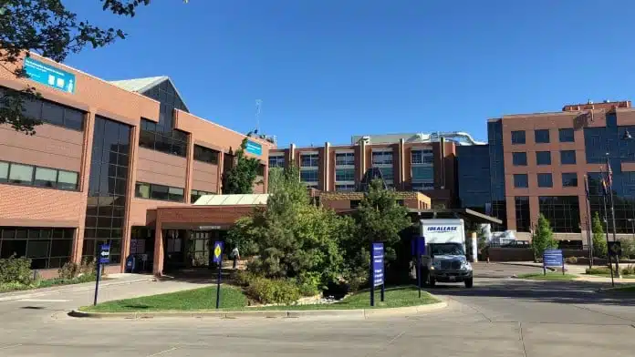 Main entrance of AdventHealth Porter hospital in Denver, Colorado 80210
