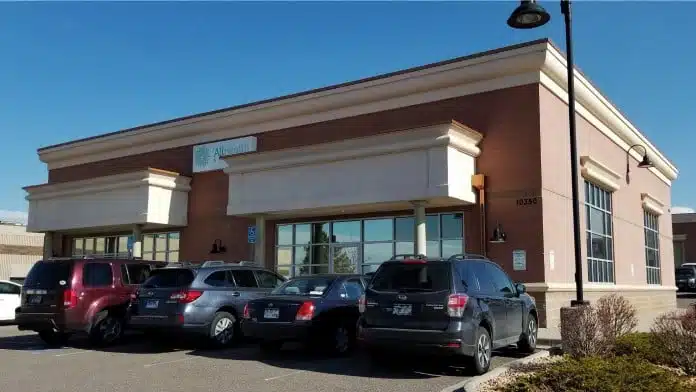 Entrance of All Health Network behavioral health center in Parker, Colorado