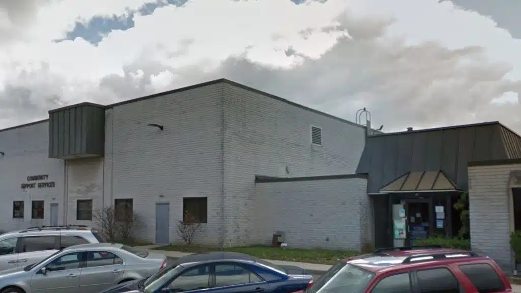 Entrance to Community Support Services building on Cross Street in Akron, Ohio