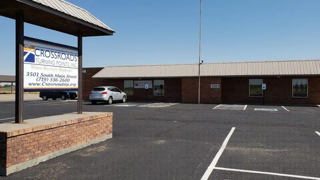 Entrance to Crossroads Turning Points addiction recovery center in Lamar, Colorado