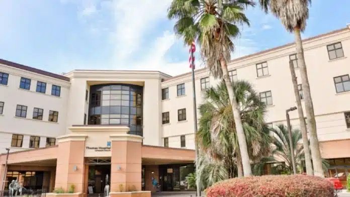 Main entrance of The Harbor outpatient substance use and mental health center at Thomas Hospital, Fairhope AL