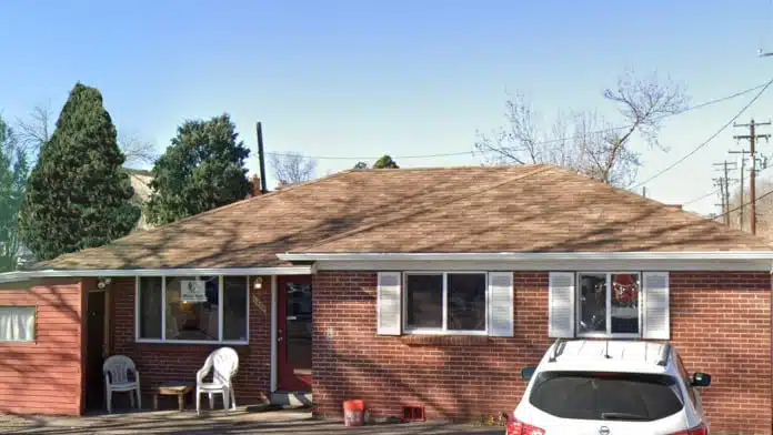 Entrance to Whitian House building in Lakewood, Colorado
