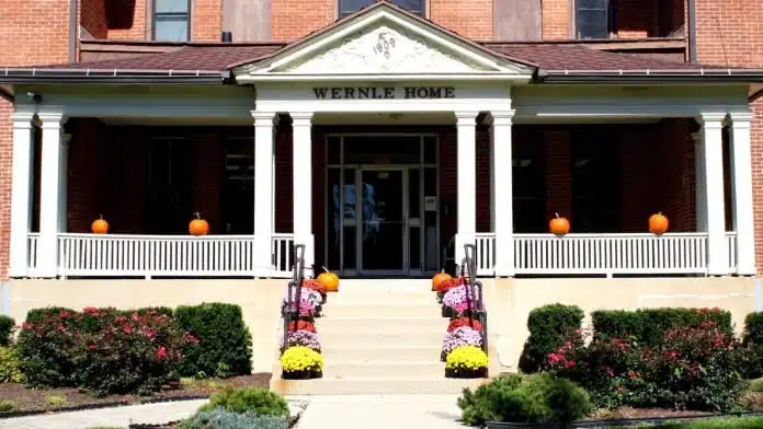 Entrance of Wernle Youth and Family Treatment Center in Richmond, Indiana