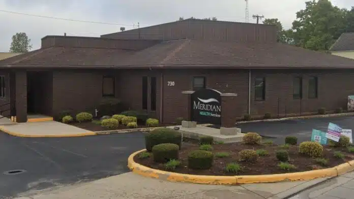 Front view of Meridian Health Services facility in Winchester, Indiana