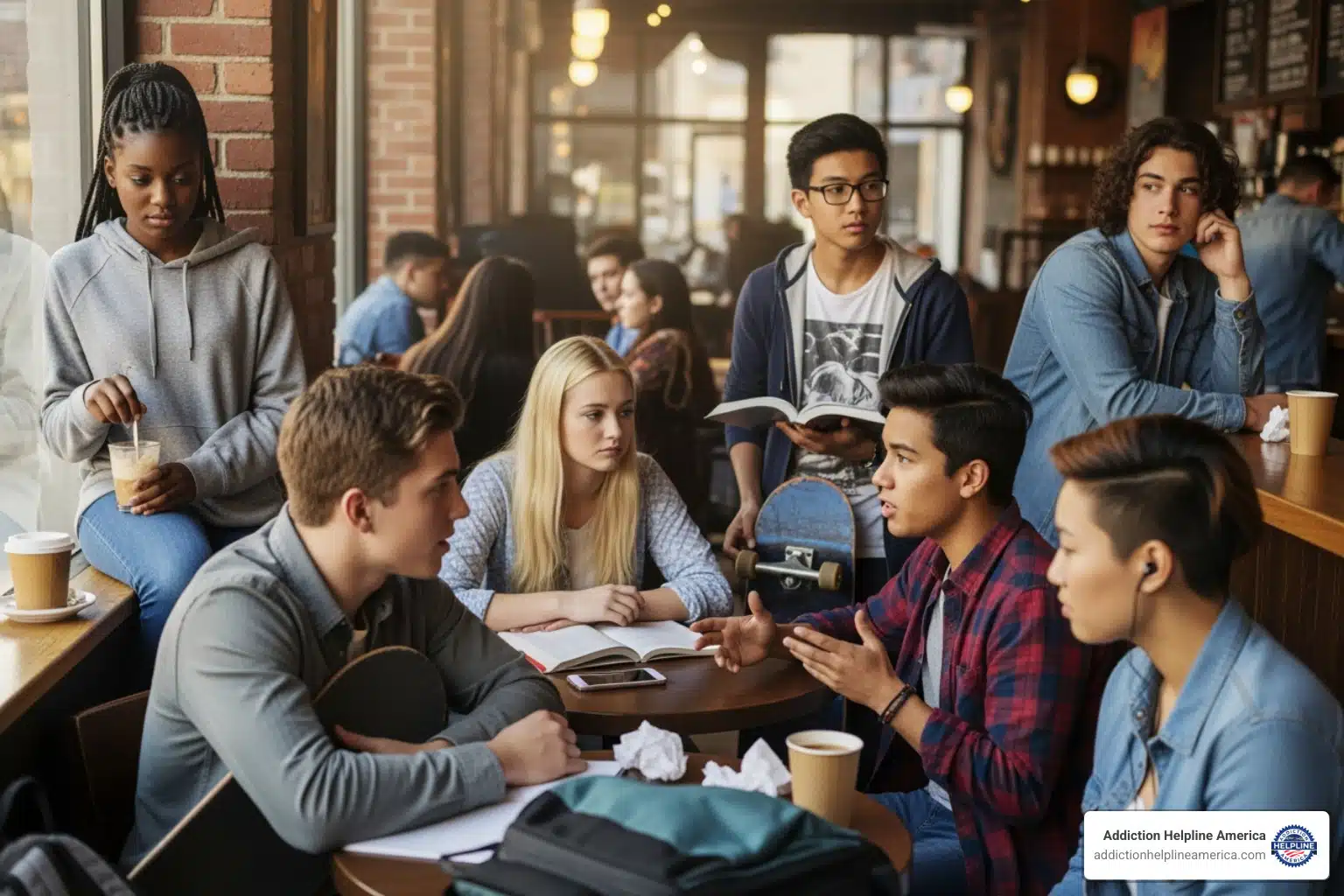 Teen sitting with a counselor discussing the effects of adolescent substance abuse and treatment options.