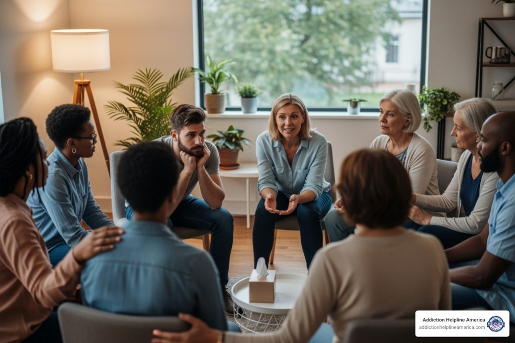 diverse people in a supportive group setting - alcohol addiction treatment centers california