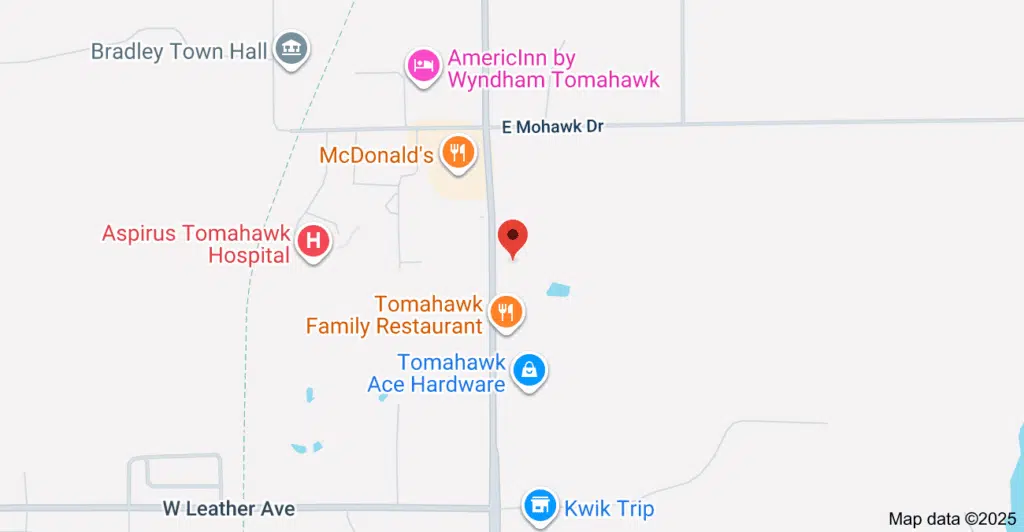 Exterior view of Northwoods Therapy Center in Tomahawk, Wisconsin, offering compassionate addiction recovery and mental health therapy services.