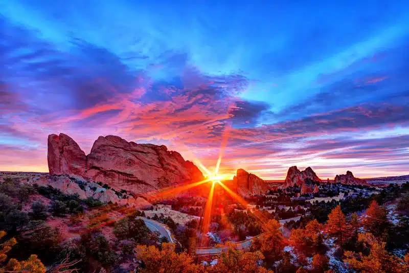 Sunrise over the Garden of the Gods, symbolizing hope and new beginnings - Colorado Springs mental health