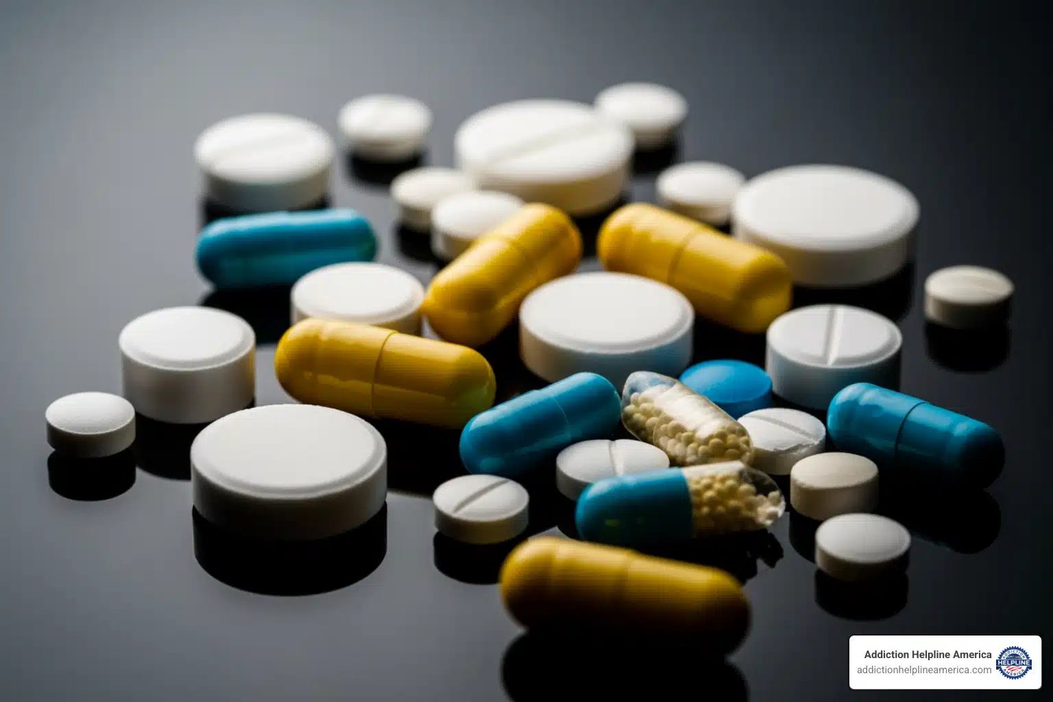 Barbiturate tablets displayed, a type of central nervous system depressant medication.