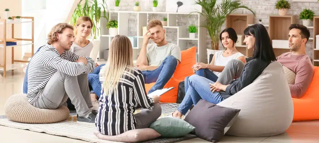 A clean and welcoming therapy group room - behavioral health near me A clean and welcoming therapy group room - behavioral health near me