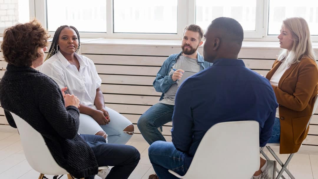 diverse community support group meeting - riverside recovery resources