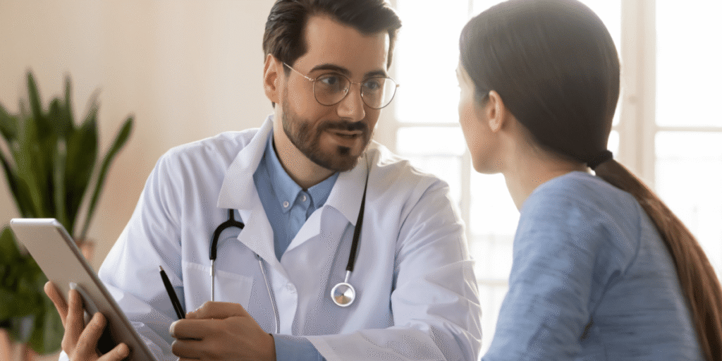 A doctor answering questions for a patient - Medically assisted detox