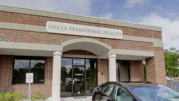 Front entrance of Delta Behavioral Health in Wilmington, NC, offering comprehensive behavioral health and addiction recovery programs.