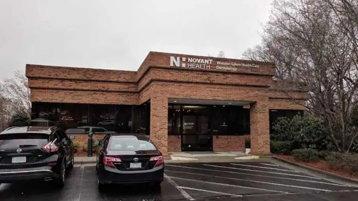 Entrance of Novant Behavioral Health in Winston-Salem, NC, providing mental health and addiction treatment services.