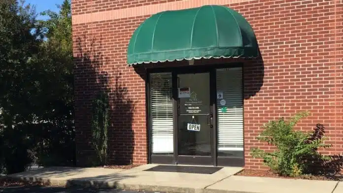 Front entrance of The ME Green House in Southern Pines, NC, offering mental health and addiction treatment services.