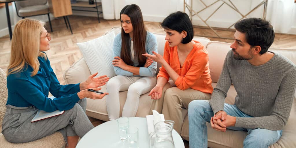 family having a supportive conversation - substance abuse Scottsdale