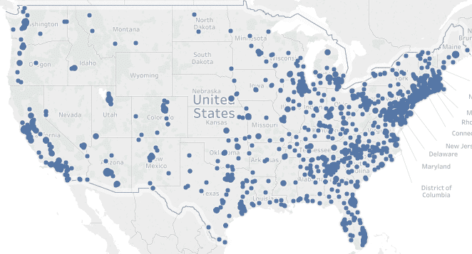 Person using a smartphone to look at a map with clinic location pins - closest methadone clinic a map with clinic location pins - closest methadone clinic