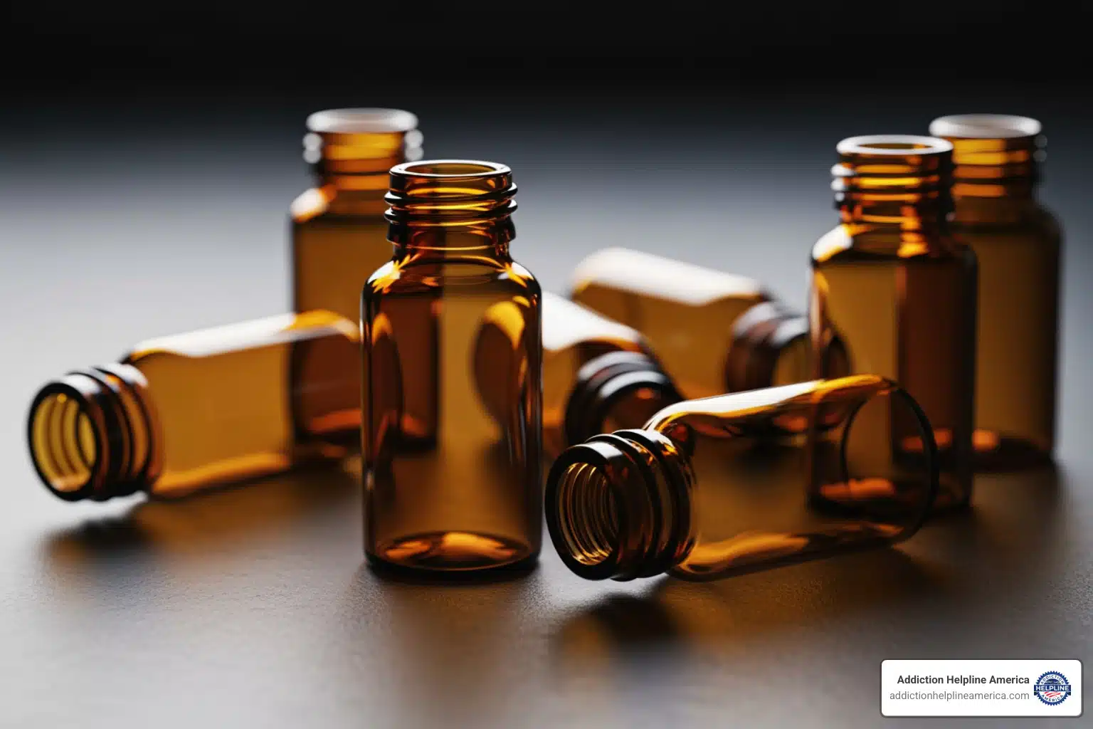 Small bottles of poppers, a recreational inhalant substance.