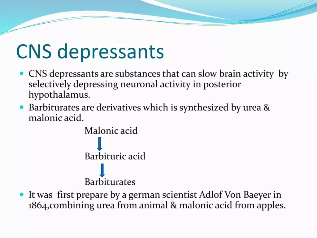 Risks of CNS depressant use - barbiturates