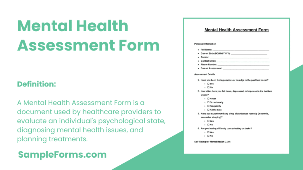 sample online mental health questionnaire - free mental health