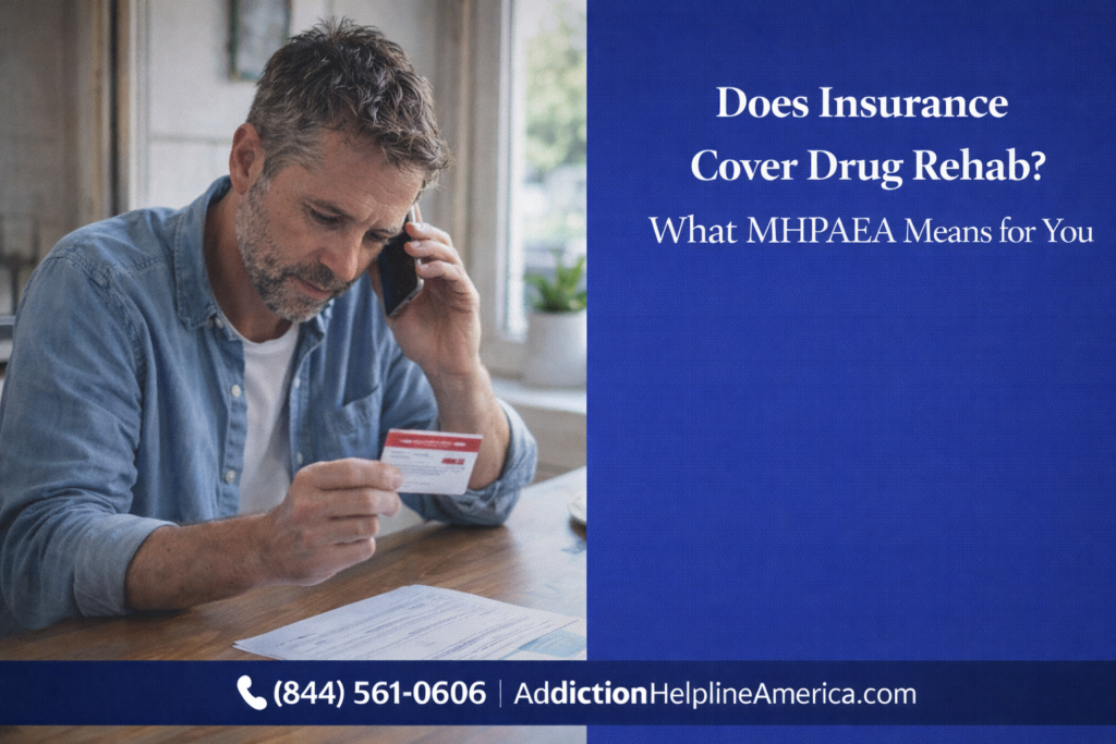 Person reviewing insurance documents to find out if drug rehab is covered