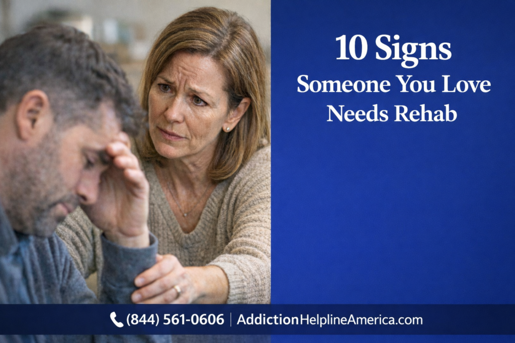 Concerned family member talking to a loved one about drug or alcohol addiction