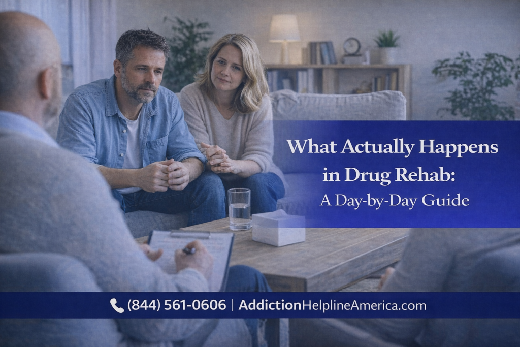 Patient in a drug rehab program participating in a therapy session during residential treatment