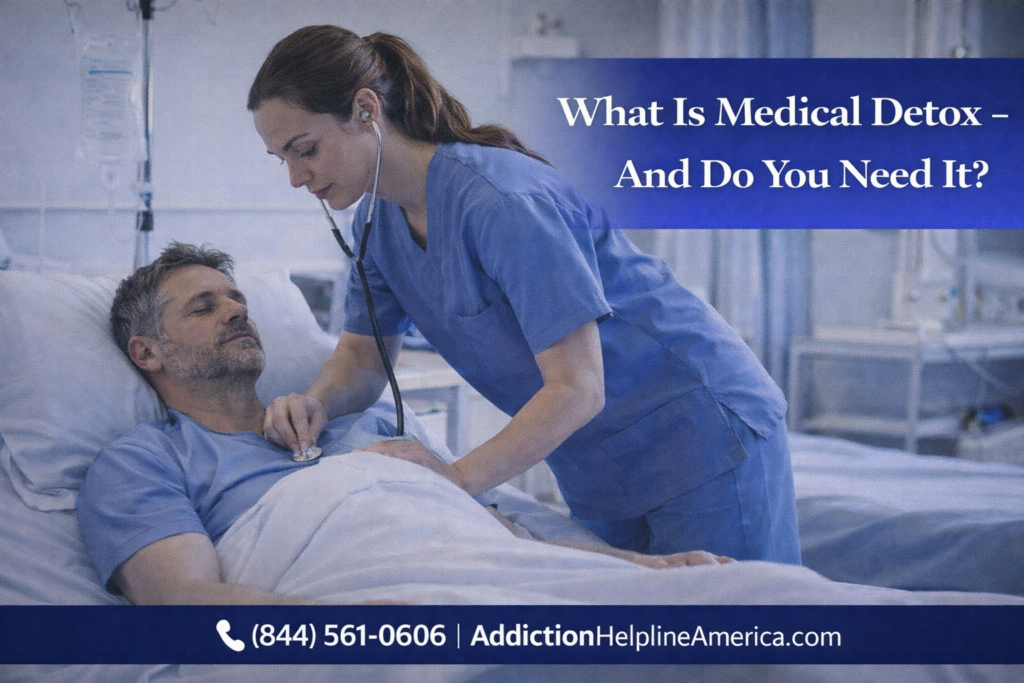 Medical professional monitoring a patient during medically supervised drug or alcohol detox